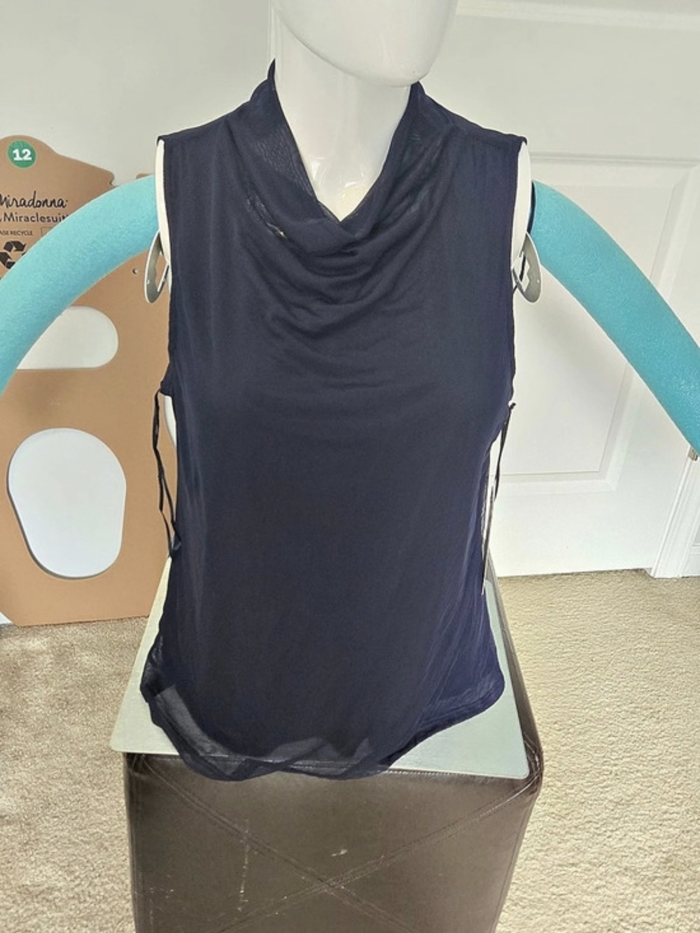Halogen Draped Neck Tank in Blue Size Medium NWT